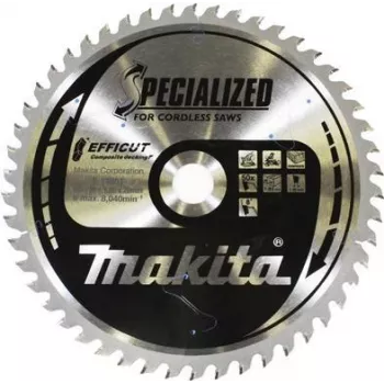 Makita Efficut - Hoja de sierra circular - para madera, metal, WPC (compuestos de madera y plástico) - 190 mm - 50 dientes - para Makita DLS713NZ, DLS714NZ (E-12251)
