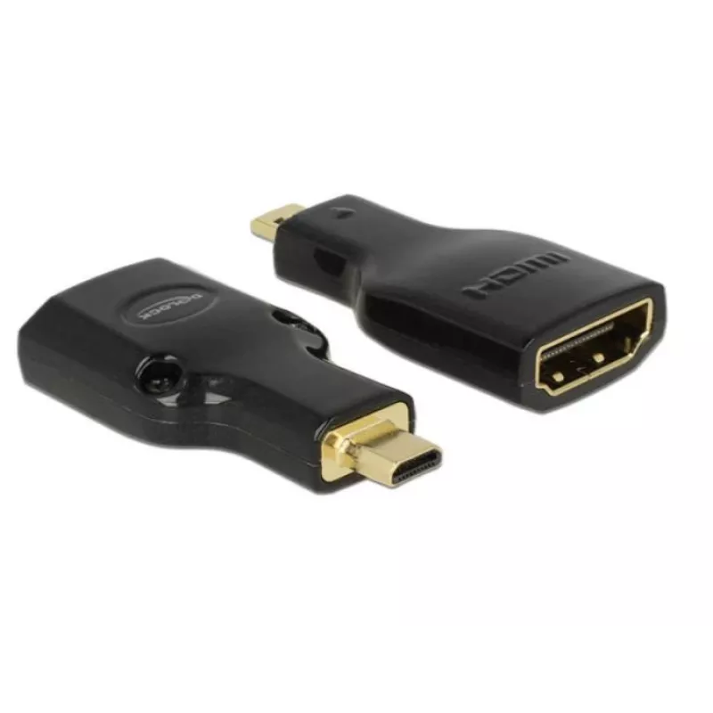 DeLOCK 65664 adaptador HDMI de alta velocidad con Ethernet, de HDMI Micro-D macho a HDMI-A hembra, 4K, negro