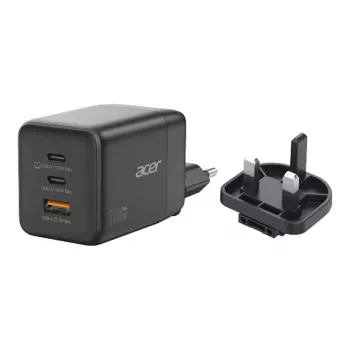 Fuente de alimentación Acer - Tecnología PPS y GaN - 100 Vatios - PD 3.0 - 3 Puertos de salida (USB, 2 x USB-C)