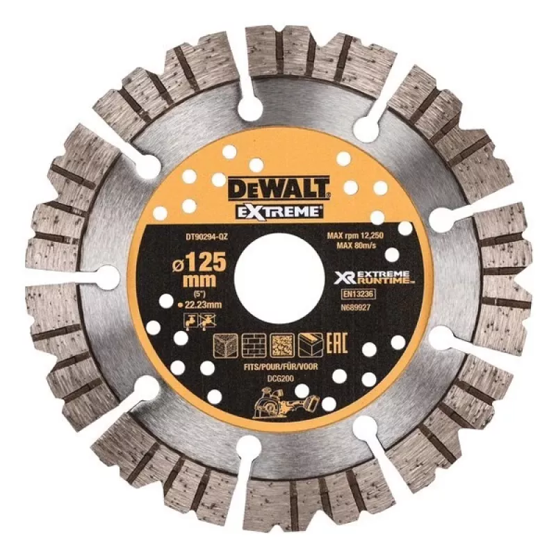 Disco de corte DeWalt 125 x 22 mm Extreme Runtime disco diamantado para piedra, modelo acodado