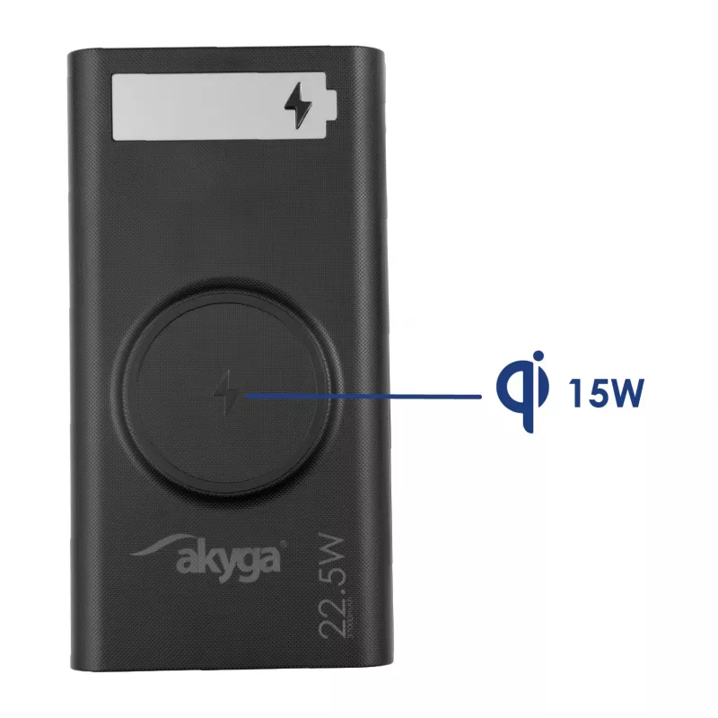 Akyga AK-BC-05 Carcasa para power bank 37000 mAh, 12x 18650, 22,5W, Qi, USB-C, 2x USB-A, Lightning