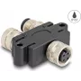 Divisor de cable DeLOCK M12 divisor en Y codificación A de 4 polos 1 x conector hembra a 1 x conector macho y 1 x conector hembra
