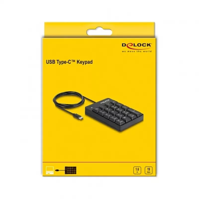 Teclado numérico DeLOCK 12108 USB negro 19 teclas 1,6 m cable