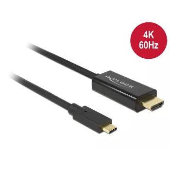 Adaptador de cable de vídeo DeLOCK 85290 USB Type-C a HDMI 1m Negro