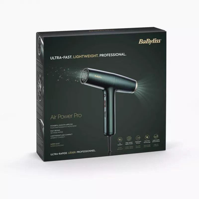 BaByliss Air Power Pro Secador de pelo 1700 W Oro, Verde