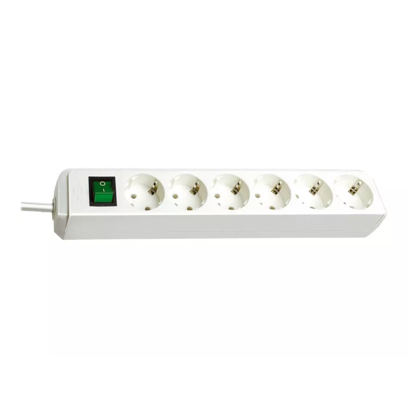 Brennenstuhl 1159520400 Regleta de enchufes 6 tomas 45° blanca con interruptor 3 m cable H05VV-F3G1,5 POS-Reiter (1159520400)