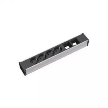 Regleta de alimentación 4 tomas de corriente Bachmann 912.007 negro plata