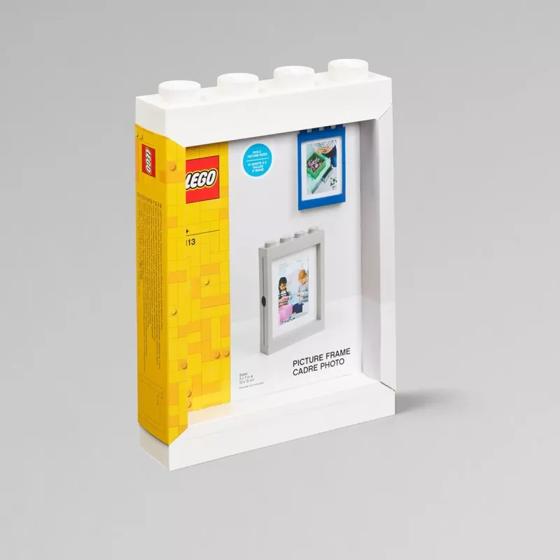 LEGO Marco de fotos PICTURE FRAME, (An)191 x (Al)268 mm, blanco de plástico ABS, con 4 tacos, apilable, compatible con - 1 unidad