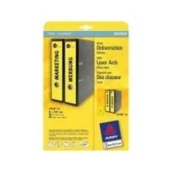 Etiquetas para lomo de archivador Avery L4755-20 amarillo 61 x 297mm