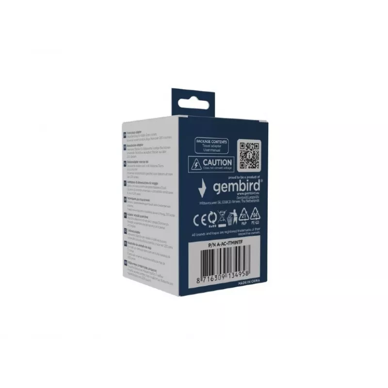 Adaptador de red GEMBIRD A-AC-ITMINTF 10 A — adaptador de enchufe universal a Italia