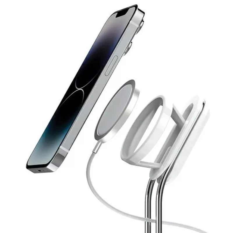 Soporte para teléfono SODI SIM-300 plata MagSafe – soporte de sobremesa para iPhone compatible con MagSafe