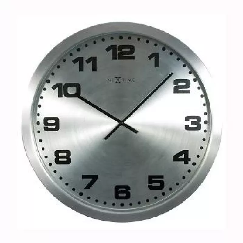 NeXtime Reloj de pared 2906zw Mercure, Ø25 cm, plateado