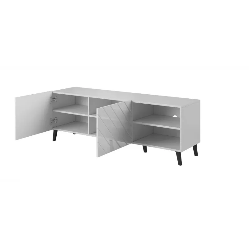 Mueble RTV ABETO 150x42x52 blanco/blanco brillante