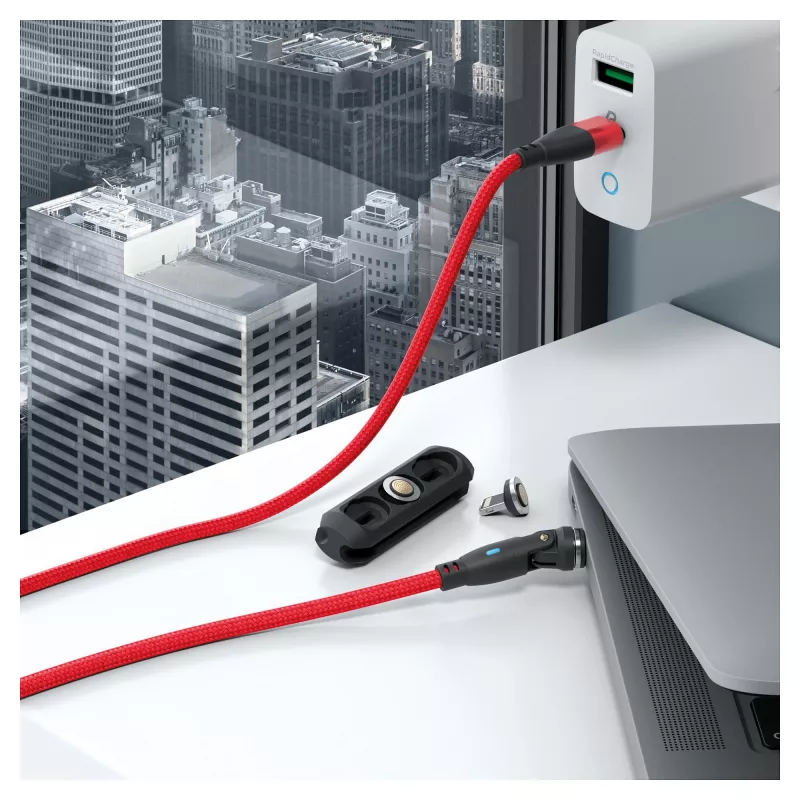 Cable USB RealPower MagneticCharge 100 1 m USB-C rojo carga rápida