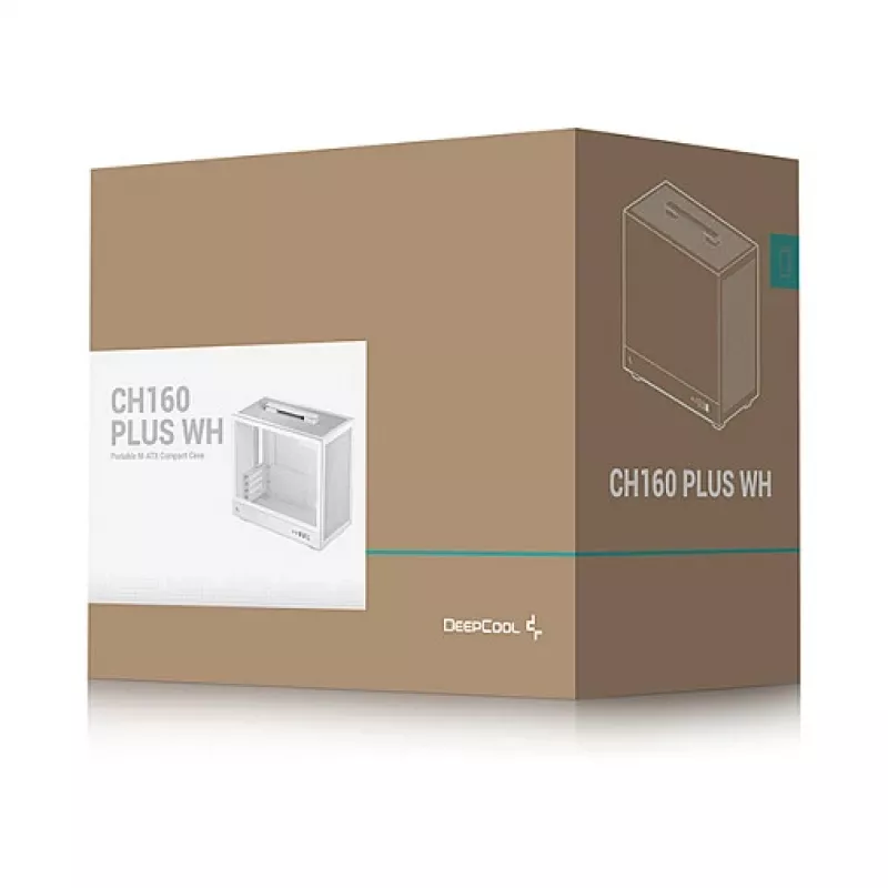 Caja de ordenador DeepCool CH160 PLUS WH Small Form Factor blanca, microATX, cristal templado, USB-C