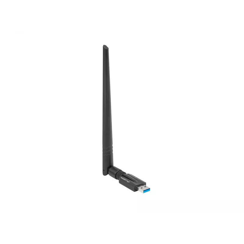 Lanberg NC-1200-WIE adaptador WiFi USB 3.0 AC1200 de doble banda, 1 antena externa + 1 interna, negro