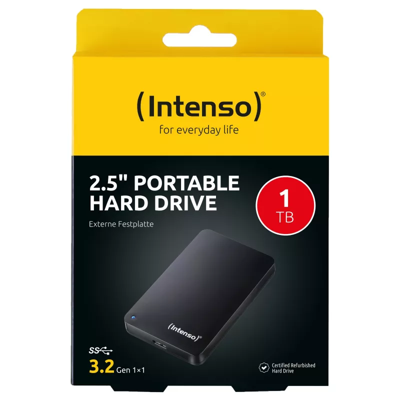 Disco duro portátil 1 TB reacondicionado, disco duro externo (negro)