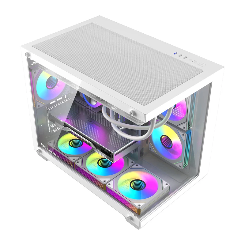 Caja de PC DarkFlash B275 PRO (blanca) con 6 ventiladores