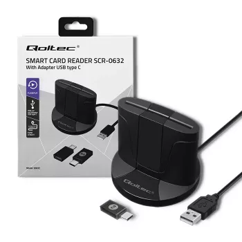 Lector de tarjetas inteligentes Qoltec 50632 USB 2.0 negro cable de 1m
