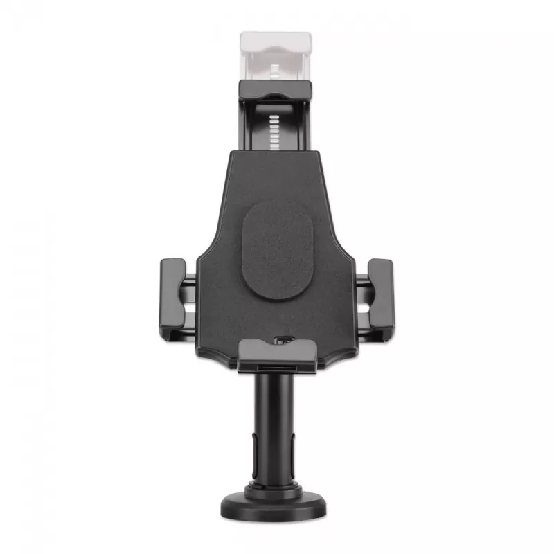 Soporte de mesa para iPad y tablet Manhattan, con cerradura, montaje en pared, protección antirrobo segura, tablets de 7,9 pulgadas a 10,5 pulgadas, giro 360°, inclinación +/- 70°, rotación 330°, negro, garantía de por vida