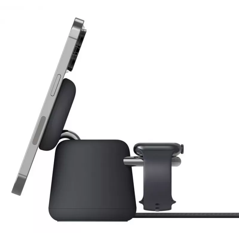 Cargador inalámbrico Belkin WIZ027VFH36 2 en 1 magnético Qi2 15W para iPhone y Apple Watch