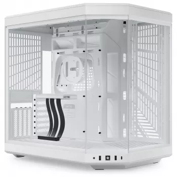 Caja de PC HYTE Y70 Midi Tower blanca – compatible con EATX, GPU de hasta 42,2 cm, altura de disipador de CPU 18 cm