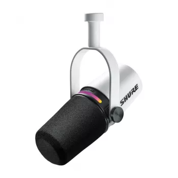 Shure MV7+-W - Micrófono de mesa/voz con conexión XLR/USB-C, blanco