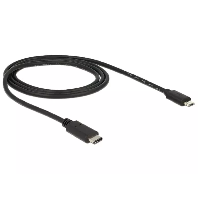 DeLOCK - cable USB - Micro-USB tipo B de 5 pines (M) - USB tipo C de 24 pines (M) - 1,0 m (USB 3.1) - negro (83602)