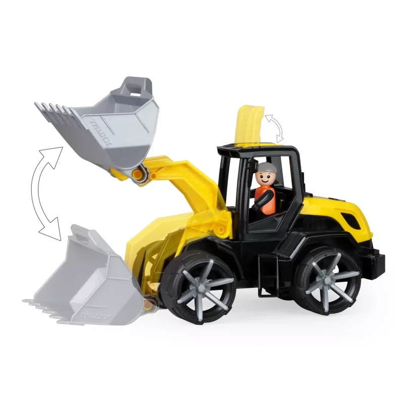 Bulldozer de juguete Lena Truxx 2 caja abierta 04512, vehículo de construcción de plástico, juguete de empuje, tamaño compacto