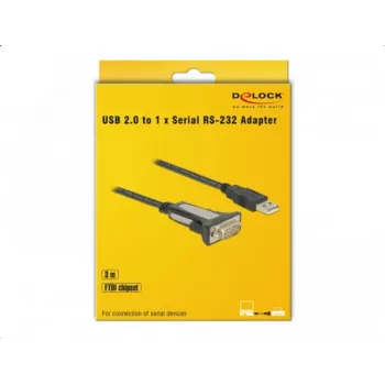 Adaptador DELOCK USB 2.0 Type-A a 1 x Serie RS-232 DB9 3 m