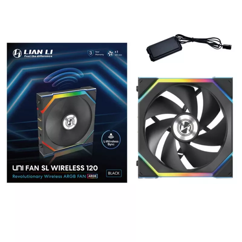 Lian Li UNI FAN SL Wireless 120 G99.12SL1W1B.00 ventilador de caja, ARGB, PWM, 120 mm, negro