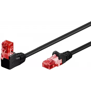 Cable de red Goobay CAT 6 1x 90° en ángulo, U/UTP, negro, 1 m - pestaña arriba, mezcla de cobre CCA (51515)