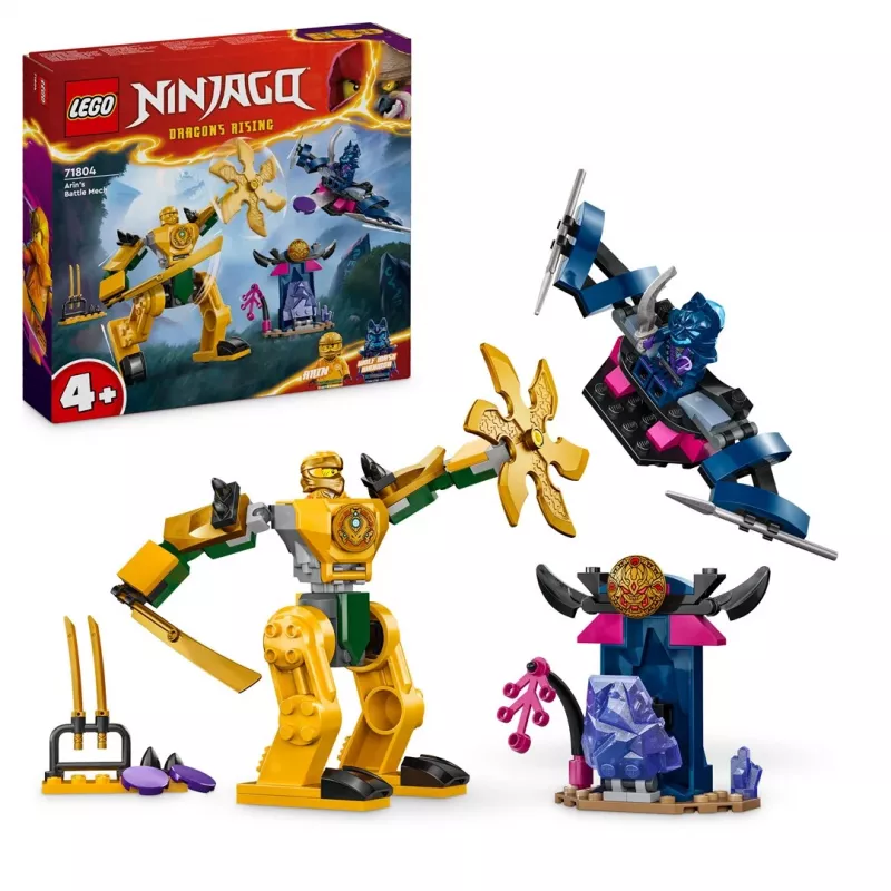 LEGO NINJAGO Mech de combate de Arin, figura de acción, juguete ninja para niños y niñas a partir de 4 años, set Dragons Rising con minifigura de Arin y mini-Kata