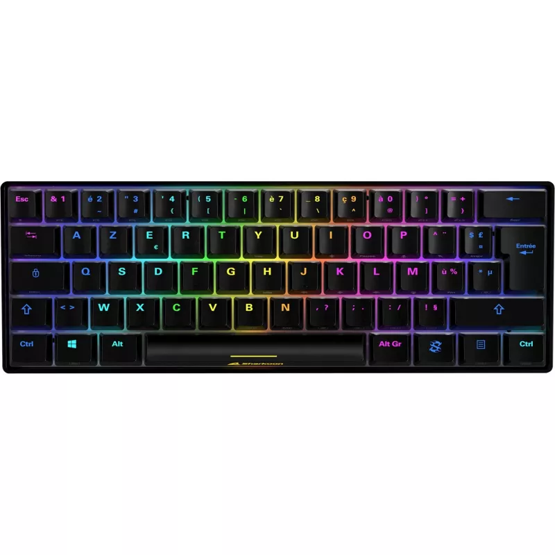 Sharkoon SGK50 S4 Teclado gaming USB AZERTY Francés Negro 60% RGB LED