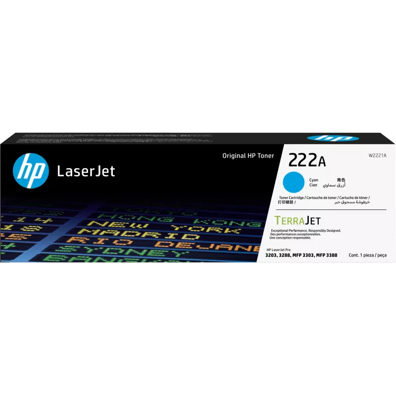 HP 222A - cian - original - LaserJet - cartucho de tóner (W2221A) - para Color LaserJet Pro MFP 3302fdn