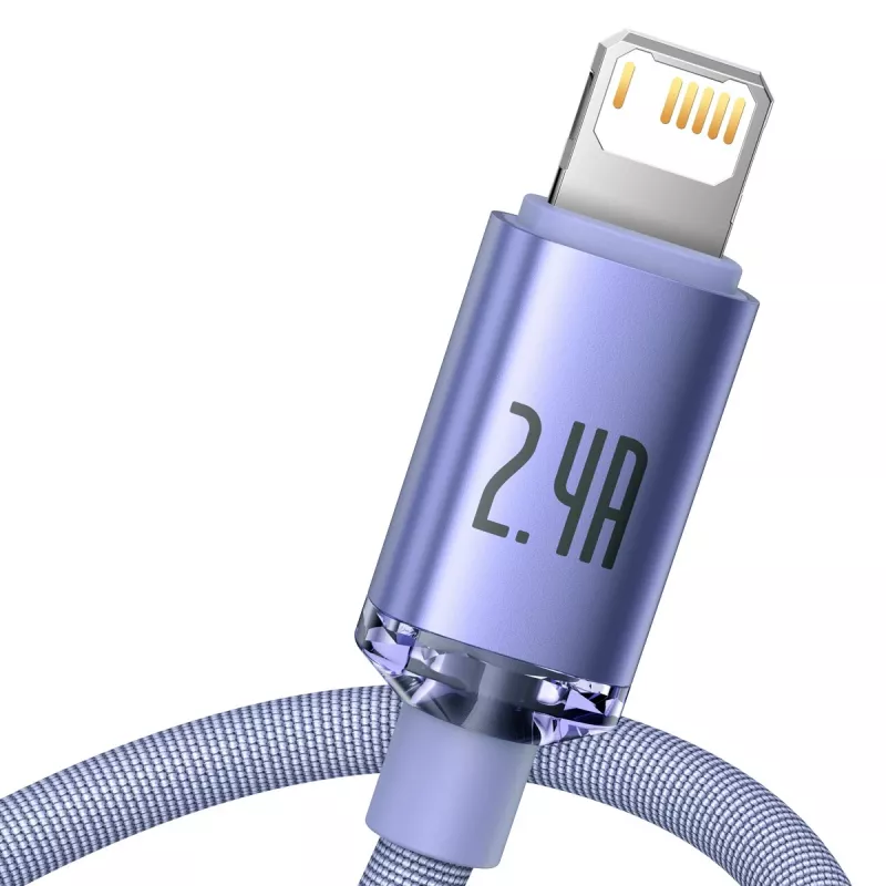 Cable Baseus Crystal Shine USB a Lightning, 2,4A, 2m (lila)