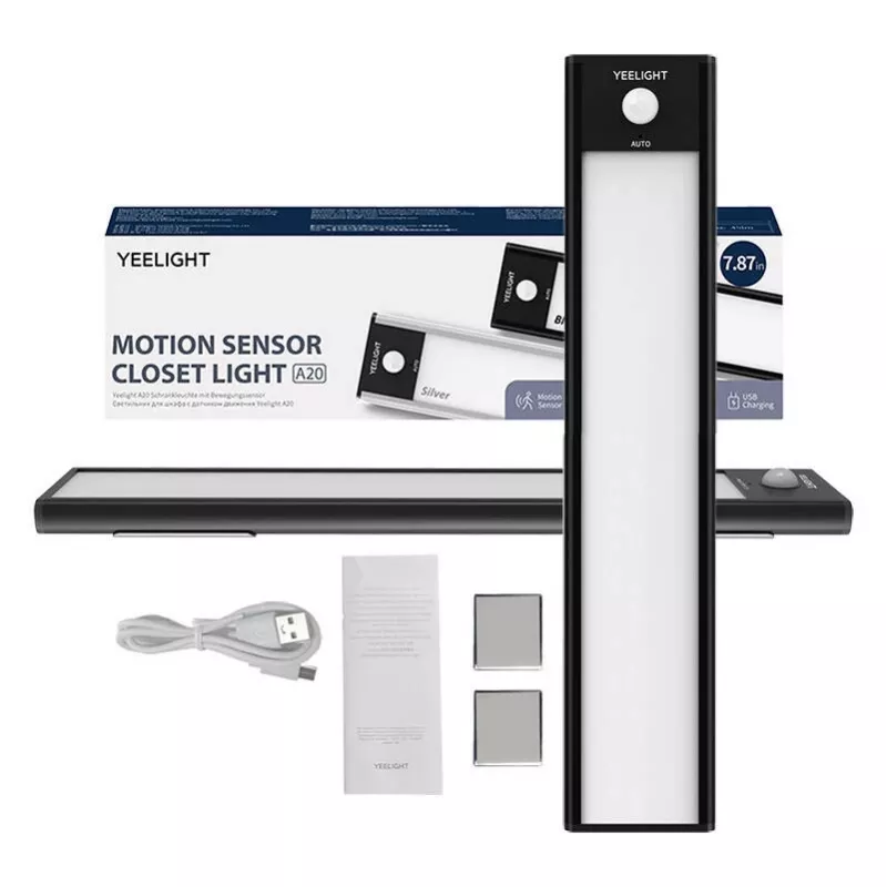 Luz con sensor para armario Yeelight A20 20 cm 1,2 W — LED PIR a pilas, 100 lm, 4000 K, recargable por USB-C