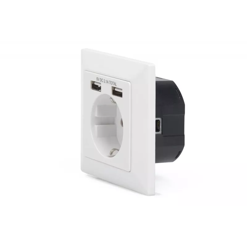 Toma de corriente de seguridad para montaje empotrado Digitus DA-70613 con 2 puertos USB