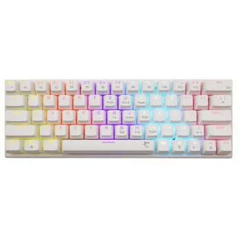 Teclado mecánico White Shark Wakizashi-2 switch US Red, tenkeyless/distribución US, blanco