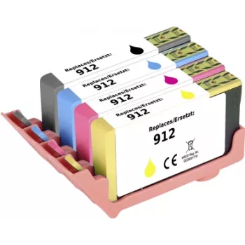Renkforce Pack combinado de tinta compatible que reemplaza a HP 912 (6ZC74AE) Negro, Cian, Magenta, Amarillo RF-I-HP912BKCMY4PK RF-5718852 (RF-5718852)