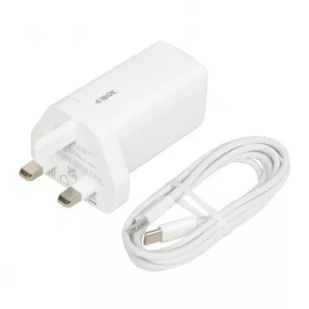 iBOX C-65 blanco, cargador universal GaN 65W con conector macho UK
