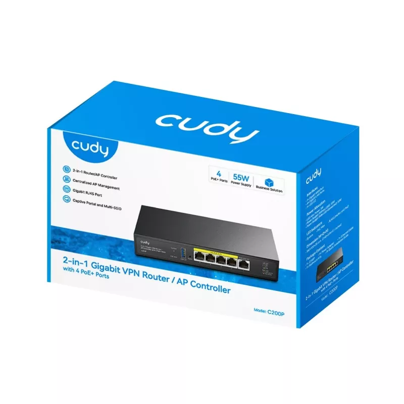 Router Wi-Fi Cudy C200P de doble banda 300 Mbit/s, Gigabit Ethernet, USB 3.0, carcasa de metal