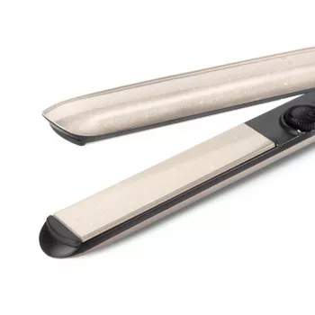 Plancha de pelo BABYLISS ST914PE — placas de cerámica/titanio, 13 niveles de calor, 100–240 V, Beige/Cobre