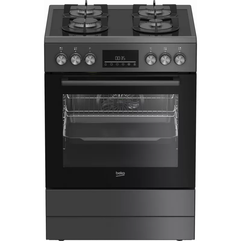 Placa de gas con horno eléctrico BEKO FBM62330GADSN 60 cm, gris, clase de eficiencia energética A