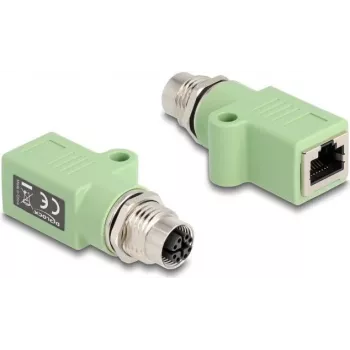 DeLOCK 60681 Conector M12 RJ45 verde M12 RJ45 dorado