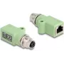 Delock 60682 adaptador M12 X-coded de 8 pines hembra a RJ45 hembra, Cat.5e, recto, verde