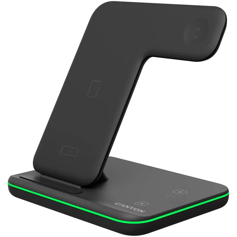 Canyon Base de carga inalámbrica 3en1 QI para Apple 15W negra venta al por menor