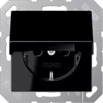 Jung A1520BFKLSW Toma de corriente SCHUKO con tapa abatible irrompible Serie A negra (A1520BFKLSW)