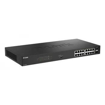 D-Link 18-Port Gigabit Unmanaged PoE Switch DGS-1018P/E — 16 x Gigabit RJ-45, PoE (IEEE 802.3af/at), 36 Gbit/s de capacidad de conmutación