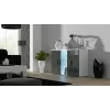 Aparador Cama Meble SOHO S7, 120 cm, blanco/gris alto brillo, 3 puertas, 4 baldas